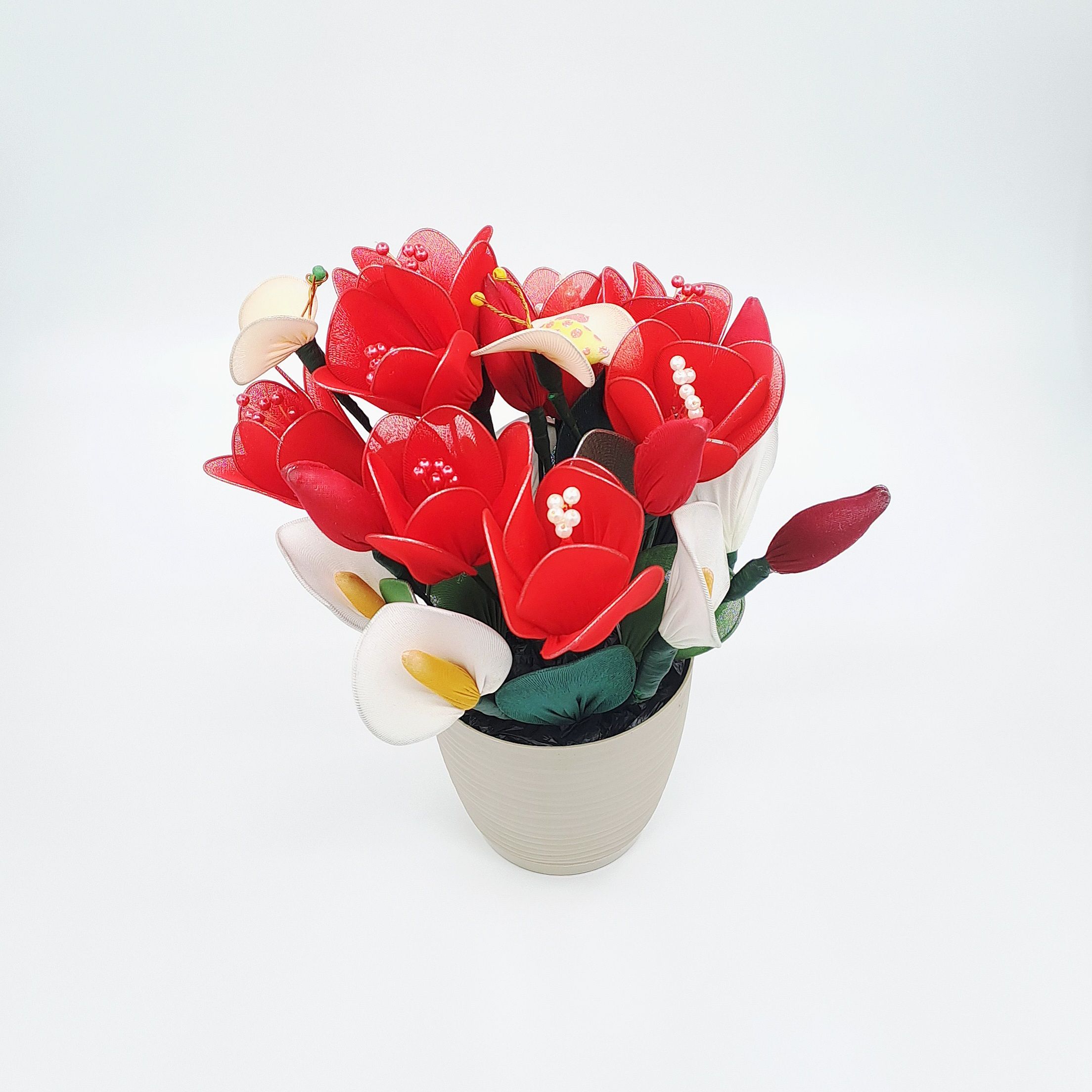 Bouquet de fleurs artisanal rouge